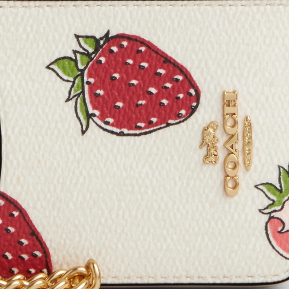 Zip Card Case With Strawberry Print - Picture 2 of 3